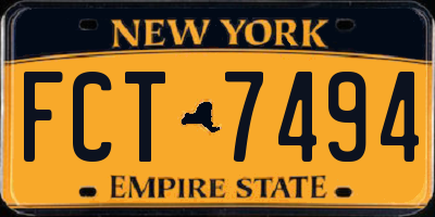 NY license plate FCT7494