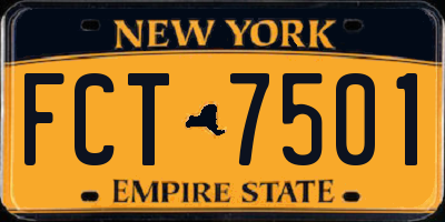 NY license plate FCT7501