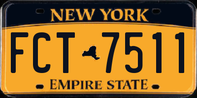 NY license plate FCT7511