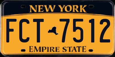 NY license plate FCT7512
