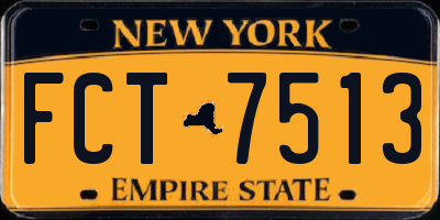 NY license plate FCT7513