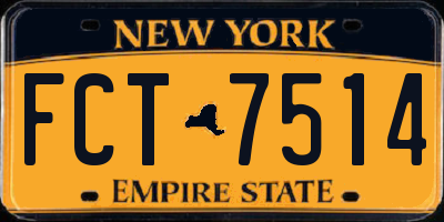 NY license plate FCT7514