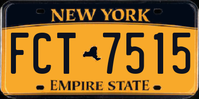NY license plate FCT7515