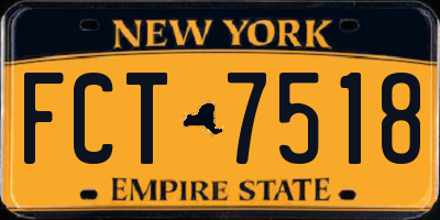 NY license plate FCT7518