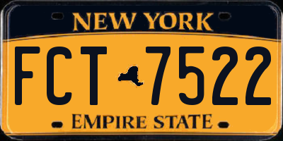 NY license plate FCT7522