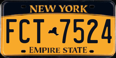 NY license plate FCT7524