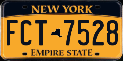 NY license plate FCT7528