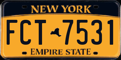 NY license plate FCT7531
