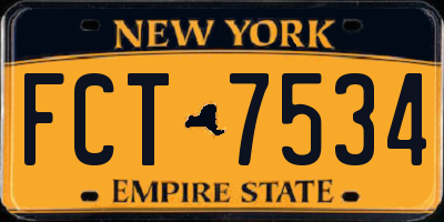 NY license plate FCT7534