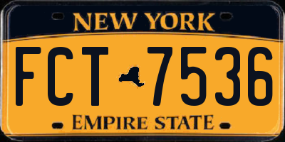 NY license plate FCT7536