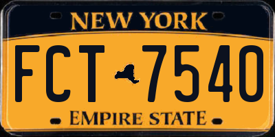 NY license plate FCT7540