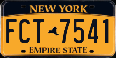 NY license plate FCT7541