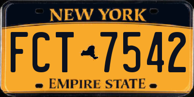 NY license plate FCT7542
