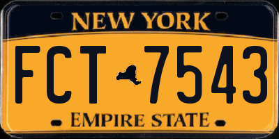 NY license plate FCT7543