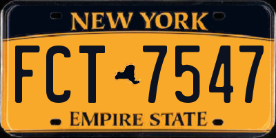 NY license plate FCT7547
