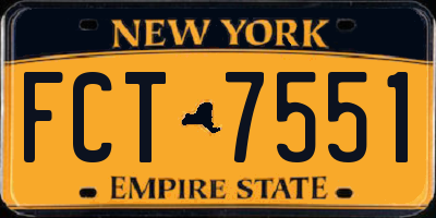 NY license plate FCT7551