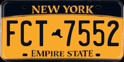 NY license plate FCT7552