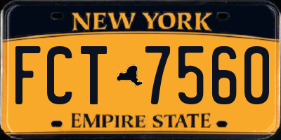 NY license plate FCT7560