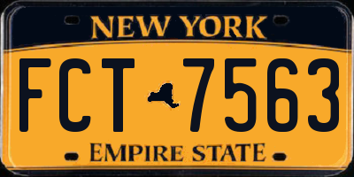 NY license plate FCT7563