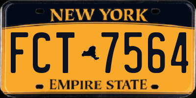 NY license plate FCT7564