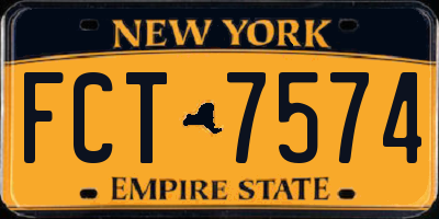 NY license plate FCT7574