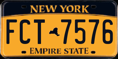 NY license plate FCT7576