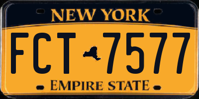 NY license plate FCT7577