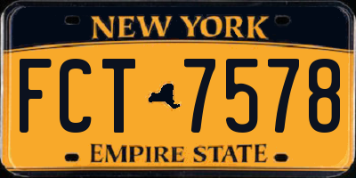 NY license plate FCT7578