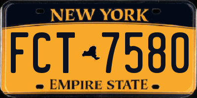 NY license plate FCT7580
