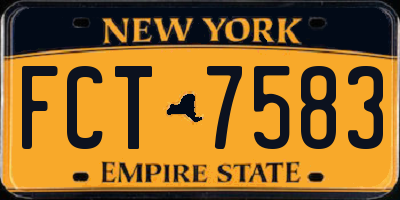 NY license plate FCT7583