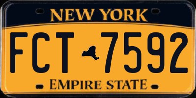NY license plate FCT7592