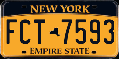 NY license plate FCT7593