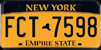 NY license plate FCT7598