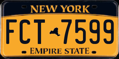 NY license plate FCT7599