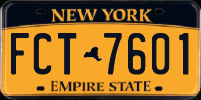 NY license plate FCT7601