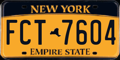 NY license plate FCT7604
