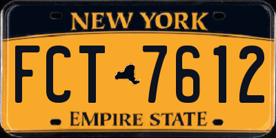NY license plate FCT7612