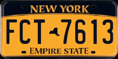 NY license plate FCT7613