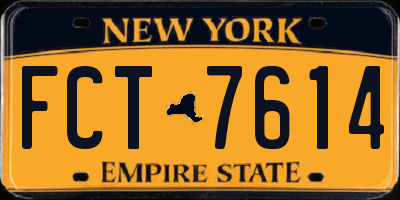 NY license plate FCT7614