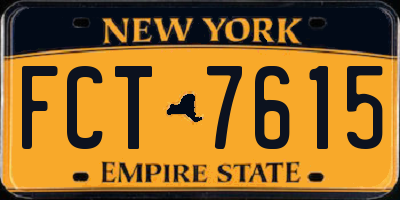 NY license plate FCT7615