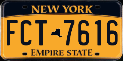 NY license plate FCT7616