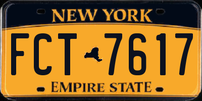 NY license plate FCT7617