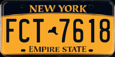NY license plate FCT7618