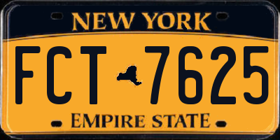 NY license plate FCT7625