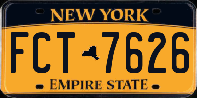 NY license plate FCT7626