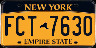 NY license plate FCT7630