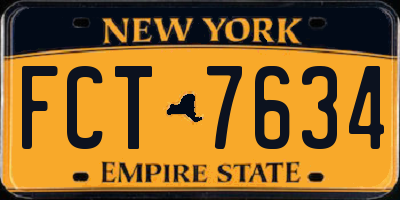 NY license plate FCT7634