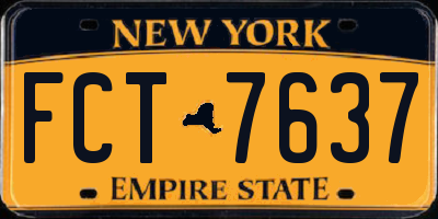 NY license plate FCT7637