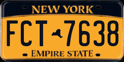NY license plate FCT7638