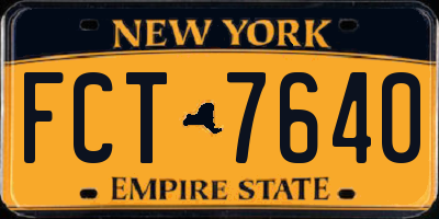 NY license plate FCT7640